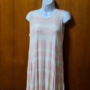 Style & co Womens Pink White Striped Sleeveless Swing Knit Dress Size M